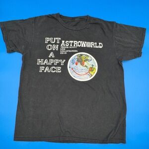 Rare‎ Travis Scott Astroworld Live Lollapalooza 2018 Black T Shirt